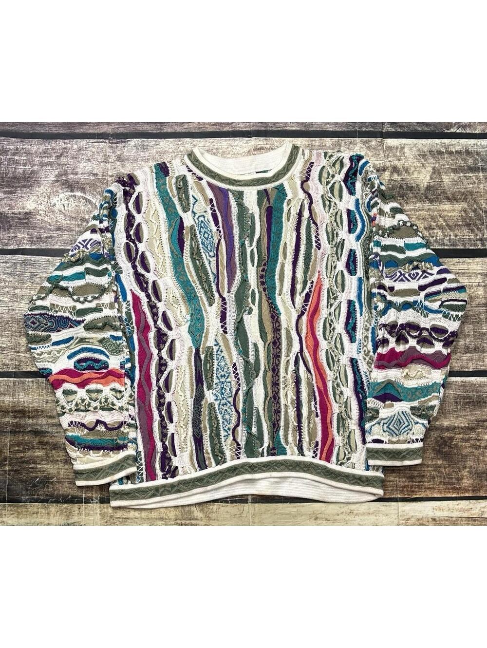 Coogi Sweater Mens Medium 3D Knit Mercerized Cotton Austalia 90s